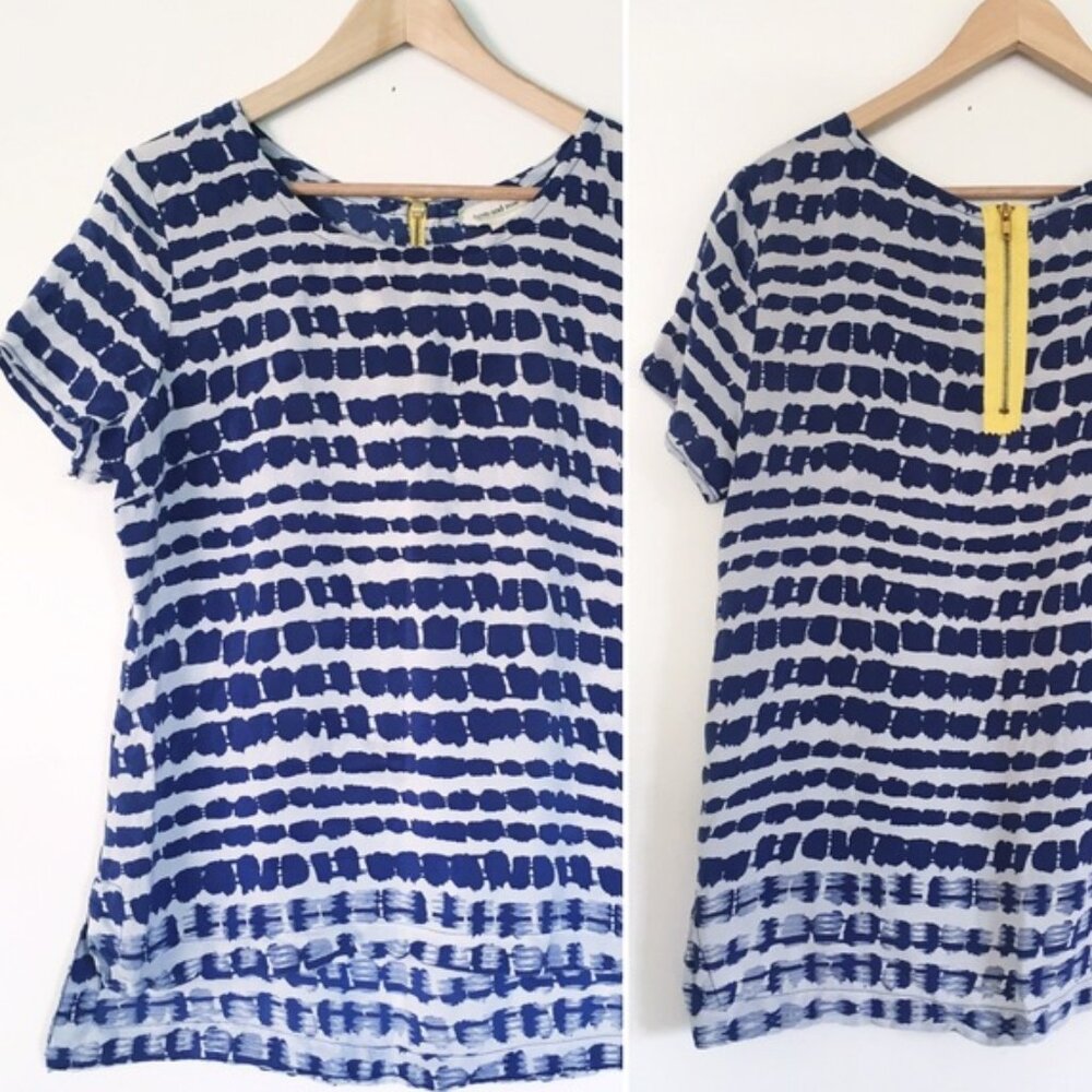 Anthropologie SILK Portofino Tee Yellow Zip L